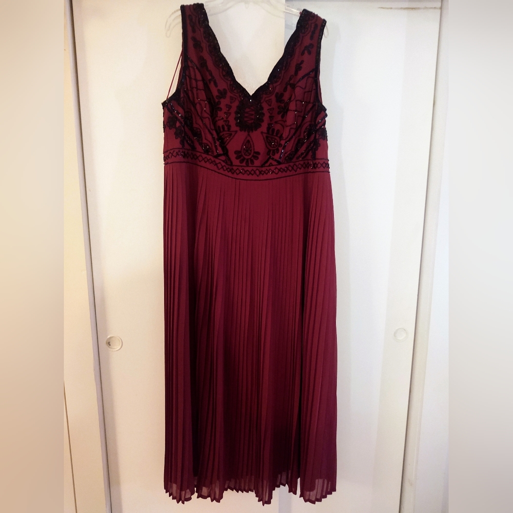 Beaded, Empire Waist, Pleated Gown